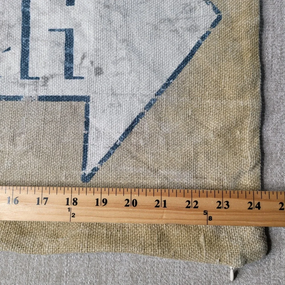 Pottery Barn Beach Arrow Lumbar Pillow Cover Tan Blue Coastal Farmhouse 16x26